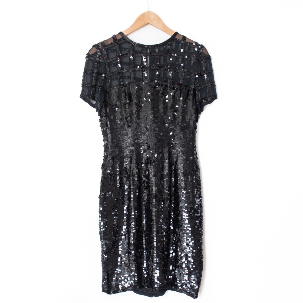 A.J. Bari Petites | Vintage 80's Black Sequin Short Sleeve Short Dress | Size 6